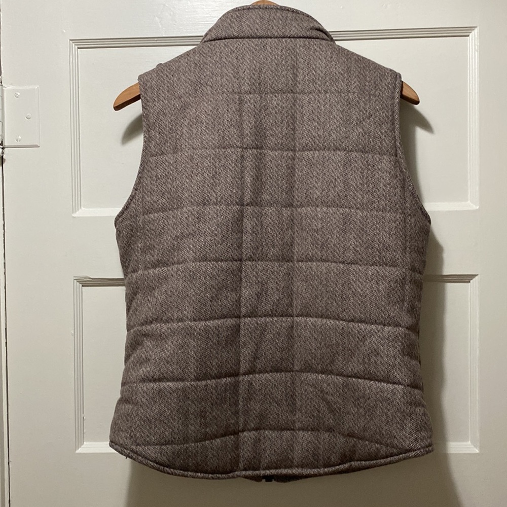 tyler böe quilted wool herringbone vest sz M in brown w/detachable fur collar - Picture 11 of 12